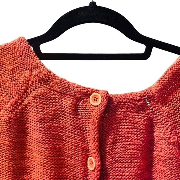 Sparrow Anthropologie Linen Button Back Burnt Orange Tunic Sweater Size Small - Picture 5 of 6